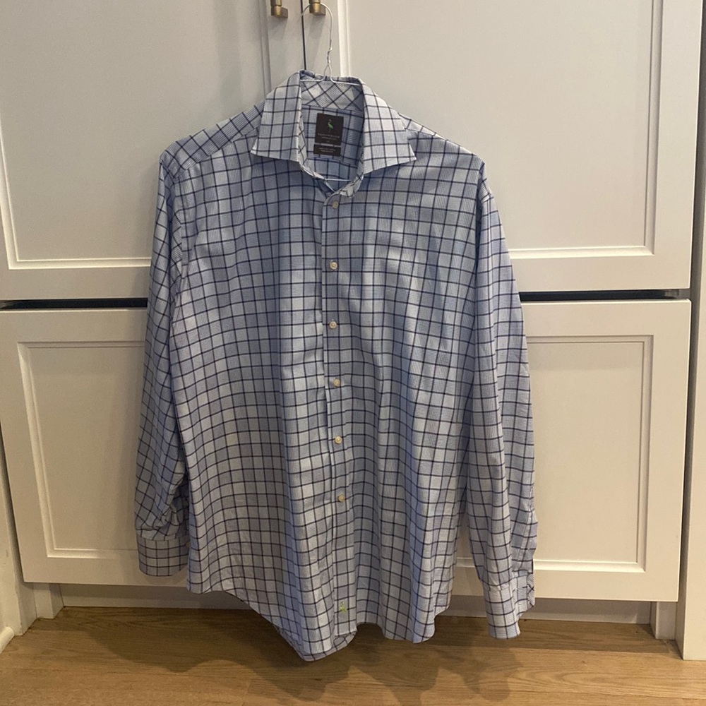 Blue and white dress shirt